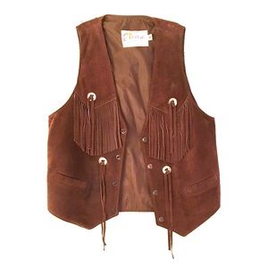 Women's Vintage Suede Fringed Vest